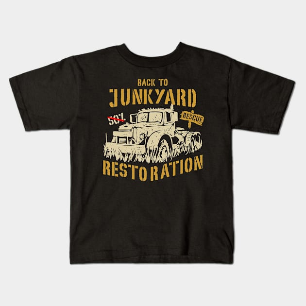 back to junkyard and restoration Kids T-Shirt by celengan